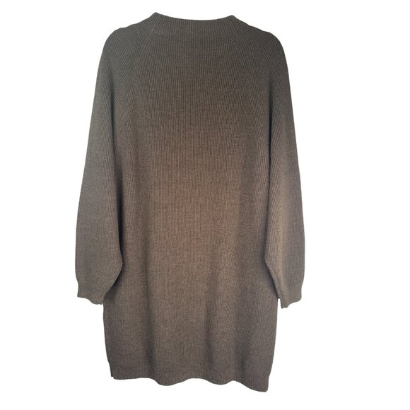 Uniqlo U Womens Large Olive Mock Neck Long Sleeve Knit Dress With Pockets NWT - Picture 6 of 16